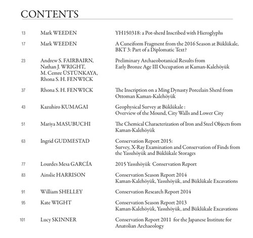 AAS XX Contents