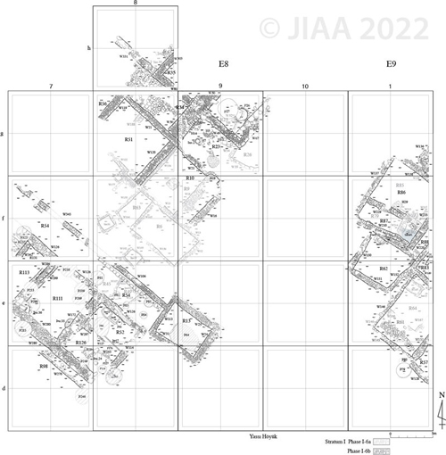 Fig. 4: 後期鉄器時代の遺構図I-6建築層、Area1［クリックで拡大］